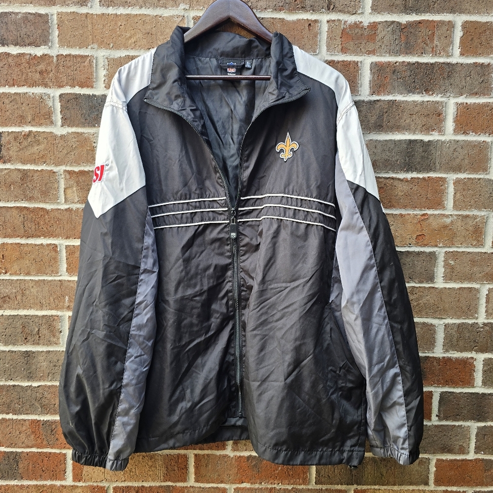 Reebok NFL New Orleans Saints Windbreaker Jacket Men’s XL Black Gray Full Zip